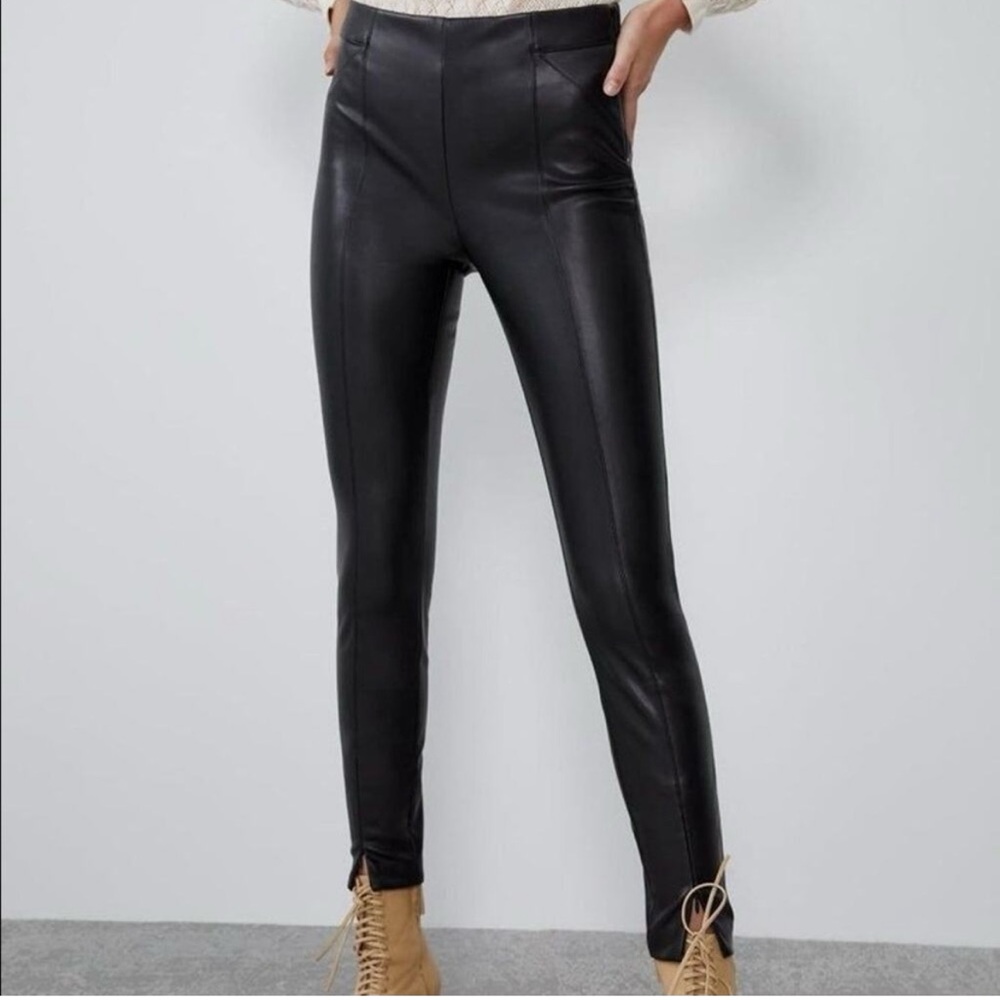 Zara Trafaluc Black faux leather skinny pant - Sz Small
